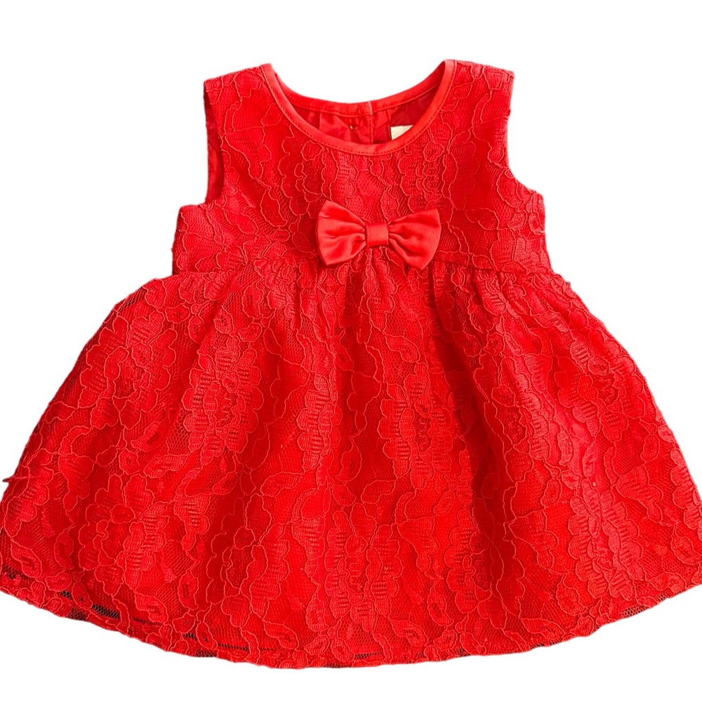 Dressy Infant Red Lace Dress EUC